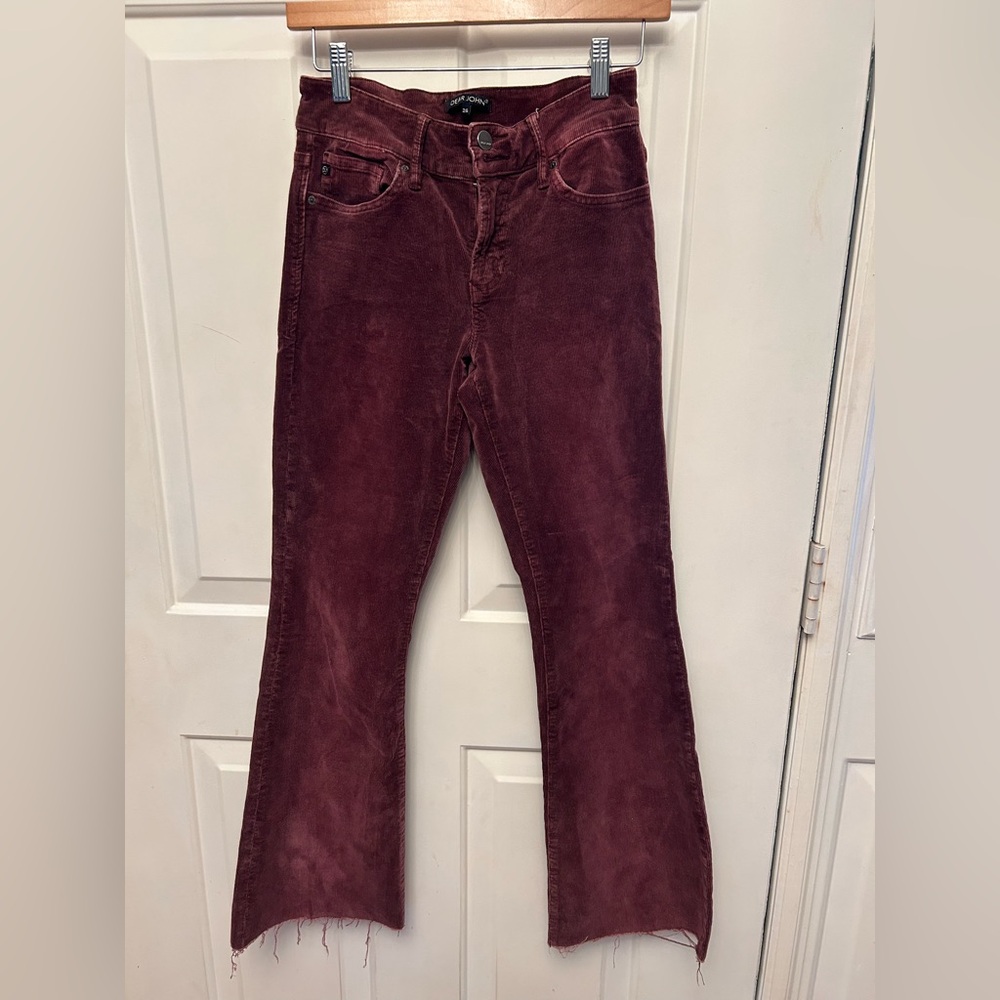 DEAR JOHN high rise corduroy 5 pocket pants. Mulberry color, size 26. Flare leg. - Picture 4 of 16